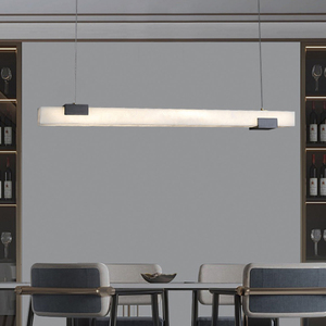 Lampadario Moderno a LED Regolabile in Altezza, Stile Antico in Ottone con Sospensione in Pietra d'Alabastro per Soffitto del Soggiorno - Product Image 6