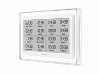 Kylendar Horloge mondiale en acrylique à encre électronique de 7,5 pouces, synchronisation automatique Wi-Fi, affichage des fuseaux horaires de 16 villes, calendrier de bureau électronique intelligent pour le bureau