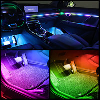 Bande lumineuse LED d'ambiance intérieure de voiture en acrylique à 3 boutons, décorative, cachée, contrôlée par application, RVB à couleurs fluides, 5V