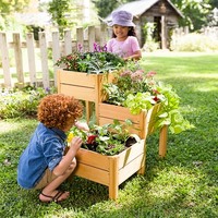 Jardinera Exterior para Jardín de Infancia, Caja de Plantación de Madera Sostenible, Estación de Actividades de Jardinería para Niños, Educación en la Naturaleza para Preescolares