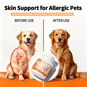 Tabletas al por mayor para el cuidado de la piel de mascotas: Fórmula herbal para alivio de alergias y picazón, reparación de la barrera cutánea para perros y gatos, suplemento OEM - Product Image 3