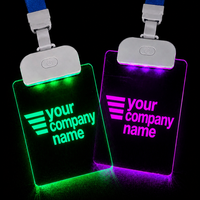 Insignia LED Profesional Multifuncional para Eventos con Luz de Fiesta y Grabado de Logotipo Personalizado para Etiquetas de Nombre de Convenciones (Plástico)
