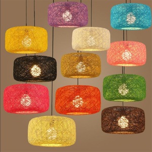 Lámpara de Techo Redonda de Ratán Tejido con Bolas de Cáñamo, Estilo Americano Creativo, con Luz LED de una Sola Cabeza, para Sala de Estar, Dormitorio, Comedor, Estudio - Product Image 5