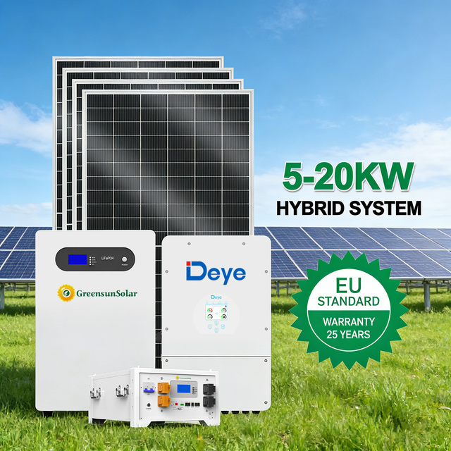 Greensun Hybrid Solar Energy Storage System Kit 5kw 6kw 8kw 10kw 15kw 20kw Deye Inverter With Lithium Battery