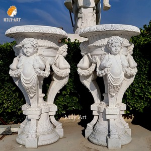Jardinière MILY sculptée à la main en marbre blanc de grande taille pour manoir extérieur décoration de jardin - Product Image 5