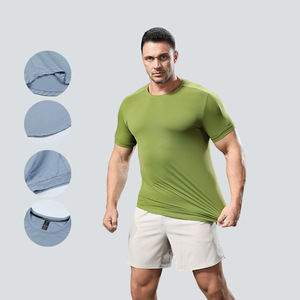 Camisetas Deportivas para Hombre, Cuello Redondo, Gimnasio, Alta Elasticidad, Secado Rápido, Diseño de Dobladillo Curvo - Product Image 1