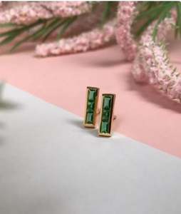 Elegantes Pendientes de Plata de Ley 925 con Circonita Esmeralda para Mujer, Regalo Minimalista de Joyería Diaria de la India - Product Image 4