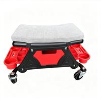 Asiento rodante de taller de alta resistencia con cojín suave modular extraíble y bandeja para herramientas