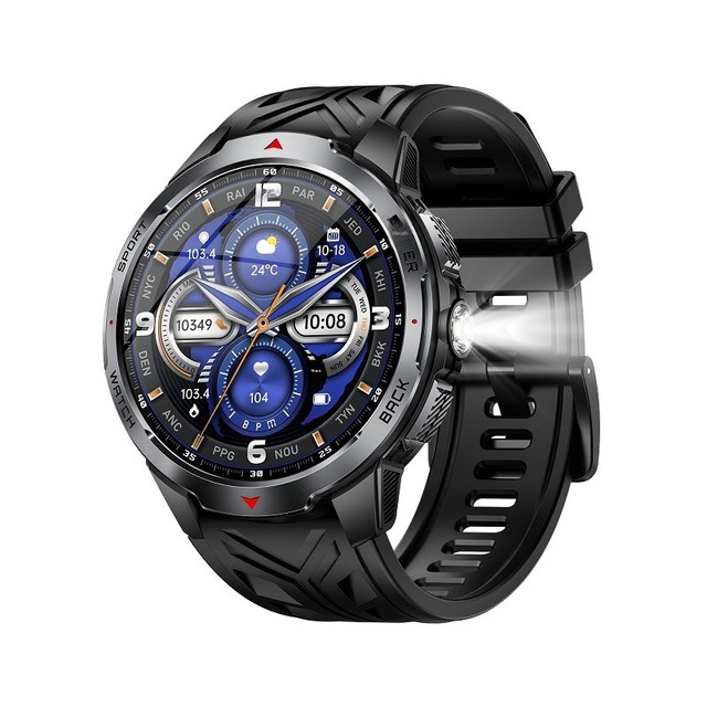 KT88 Smart Watch Call Flashlight Heart Rate Oximeter Step Multi-Function Outdoor Watch 1.7' IPS Display 1100mAh Sleep Tracker
