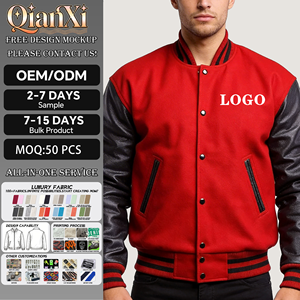 Giacche Varsity Vintage da <span class=keywords><strong>Uomo</strong></span> Personalizzate Autunno Inverno con Maniche in Pelle e Toppe Ricamate <span class=keywords><strong>a</strong></span> <span class=keywords><strong>Righe</strong></span> in Lana - Product Image 1