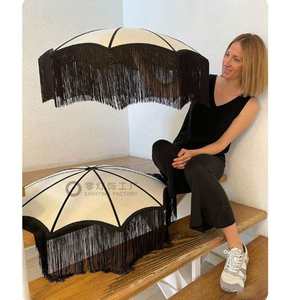 Lámpara de Techo Moderna Estilo Bohemio Chic con Borlas, Forma de Calabaza, Tela Negra, E27 LED, Fácil Instalación, para Sala de Estar, Dormitorio, Comedor - Product Image 1