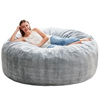 Fauteuil pouf portable en fausse fourrure moelleuse, canapé paresseux avec housse amovible et rembourrage en mousse à mémoire de forme pour salon ou espace détente au sol