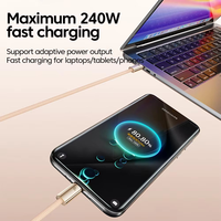 Kabel Pengisian Cepat USB-C 240W 5A, Jaket Anyaman PVC Berbahan Nilon untuk iPhone, iPad & Perangkat USB-C