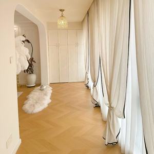 Rideau semi-<span class=keywords><strong>occultant</strong></span> YCSP haut de gamme en <span class=keywords><strong>tissu</strong></span> drapé doux et fluide, polyester/coton/lin, pour salon et bureau - Product Image 4