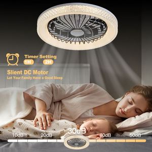 24 Inch DC Motor 6-Speed LED <b>Light</b> Fan with Rotation Readable RGB <b>Light</b> <b>Remote</b> <b>Control</b> & Quiet Operation for Living Room - Product Image 3