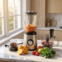 Robot culinaire multifonctionnel, mixeur, centrifugeuse, hachoir, bol mélangeur en acier inoxydable de 1,5 L, 800 W, vitesse variable, électrique, anti-fuite