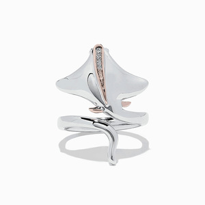 Anello Unisex Bicolore con Incrustazione di Raggi di Manta, Ornamento di Moda Europea - Product Image 6