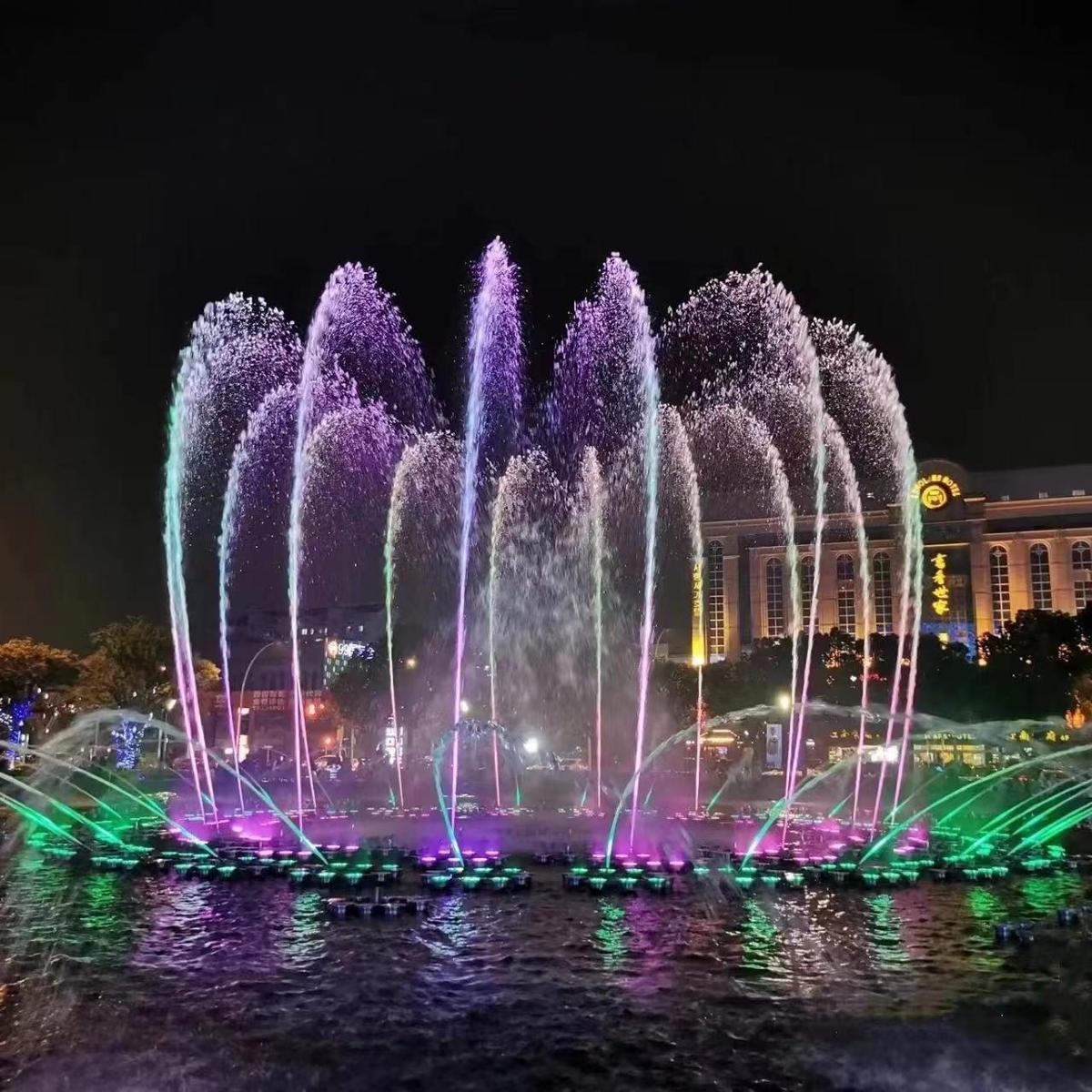 Square Plaza Musical Water Fountain Synchronized Music RGB LED Light Dancing Fountain System