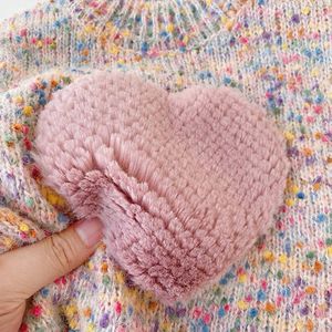 Child Star Circle Girls Sweater Thick Knit Colorful Heart Design Autumn Winter Soft Full Sleeve Kids Top - Product Image 4