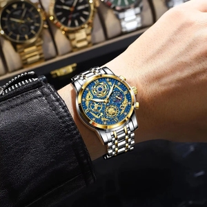 POEDAGAR Mode Edelstahl armband Multifunktion Wasserdicht Star Sky Einzigartige Diamanten Zifferblatt Auto Date <span class=keywords><strong>Display</strong></span> Herren uhren - Product Image 3