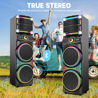 Altavoz Inalámbrico TWS con Sonido Estéreo Nítido, Subwoofer Doble de 12 Pulgadas, USB, Altavoz para Fiestas, Altavoz con Ruedas para DJ, Sistema de Karaoke para Exteriores