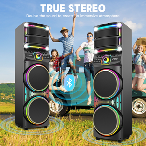 Altavoz Inalámbrico TWS con Sonido Estéreo Nítido, Subwoofer Doble de 12 Pulgadas, USB, Altavoz para Fiestas, Altavoz con Ruedas para DJ, Sistema de Karaoke para Exteriores - Product Image 3