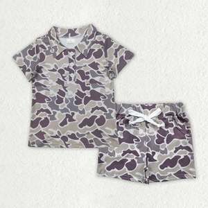Vêtements d'été pour enfants en gros, ensemble de 2 pièces, polo et short à imprimé camouflage - Product Image 5