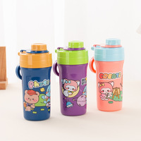 Ensemble de boîtes à lunch compartimentées pour enfants et étudiants, compatibles micro-ondes, hermétiques, avec gobelet en plastique portable, design de dessin animé, style mignon