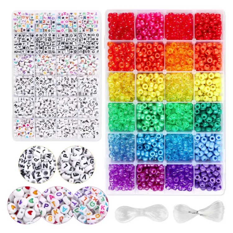 Hotsale Jewelry Making Kit 7500 Pcs 4mm Multicolor Diy Beads Assorted Kit Letter Beads Glass Seed Beads For Jewelry Making