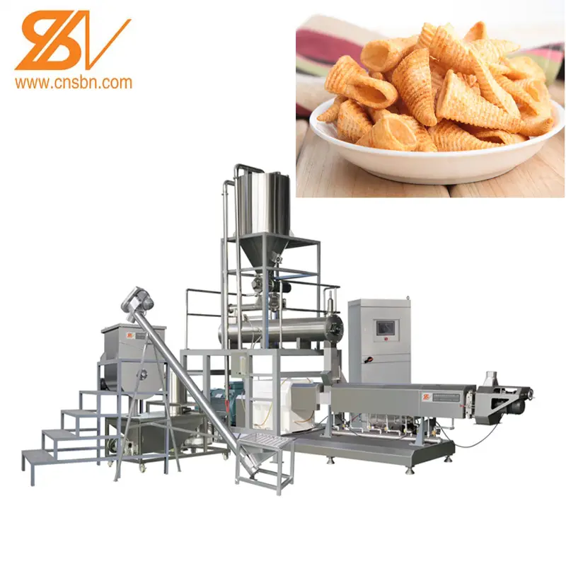 Otomatis Extruded Gandum Tepung Jagung Chip Doritos Tortilla Chip Terompet Chip Snack Makanan Mesin Produksi Line