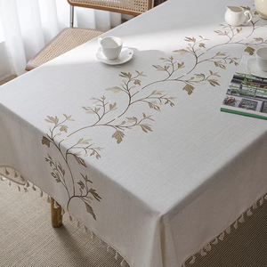 <span class=keywords><strong>Tovaglia</strong></span> Rettangolare in <span class=keywords><strong>Cotone</strong></span> e Lino Ricamata con <span class=keywords><strong>Fiori</strong></span> e Foglie, Stile Rustico Autunnale, per Sala da Pranzo - Offerta Speciale - Product Image 2