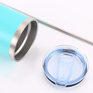 Gobelet à café isotherme à double paroi personnalisé de 10 oz en acier inoxydable avec paille - Product Image 3