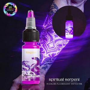 <span class=keywords><strong>Encre</strong></span> de tatouage temporaire fluorescente 15ml 8 couleurs Pigment de tatouage UV pour aérographe Luminescence sous lumière noire pour stencil et art corporel - Product Image 1