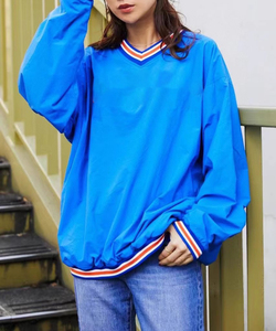 <span class=keywords><strong>Camicia</strong></span> con scollo a V con ricamo personalizzato Pullover in maglia <span class=keywords><strong>oversize</strong></span> in Nylon squadrato impermeabile <span class=keywords><strong>giacca</strong></span> a vento - Product Image 3
