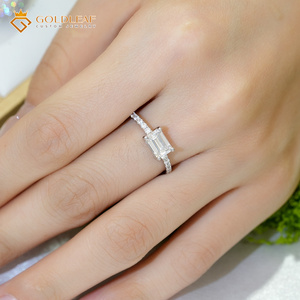 Goldleaf Classic 925 <b>Silver</b> <b>Emerald</b> Cut Moissanite Engagement <b>Ring</b> for Women - Product Image 5
