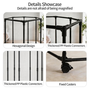 Hexagonal 360 °   Porte-vêtements rotatif multi-étages sur roulettes – Organisateur de vêtements autoportant et pivotant - Product Image 2