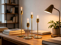 Porte-bougie conique en métal doré |   Ensemble individuel ou personnalisé |   Plusieurs hauteurs |   Décoration de mariage et de la maison