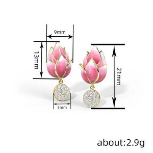 Orecchini Pendenti a Fiore Dorato da Donna, con Strass e Cristalli, in Lega, Gioielli da Festa, Stile Romantico, Micro Incastonatura, Taglio Brillante Rotondo - Product Image 5