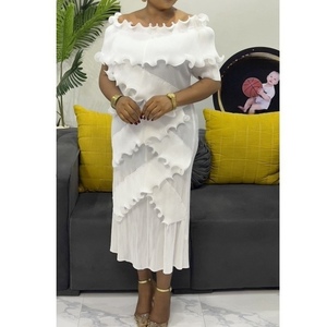 Robes élégantes à épaules tombantes et volants pour femmes africaines grandes tailles, mode - Product Image 4