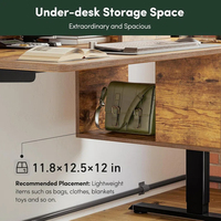 Nouveau bureau debout électrique avec tiroirs chargeant le port USB, table d'ordinateur portable de bureau à domicile réglable en hauteur, marron