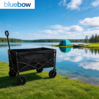 Chariot pliable tout-terrain robuste pour le camping en plein air, avec roues larges pour la plage, la pêche et les déplacements hors route