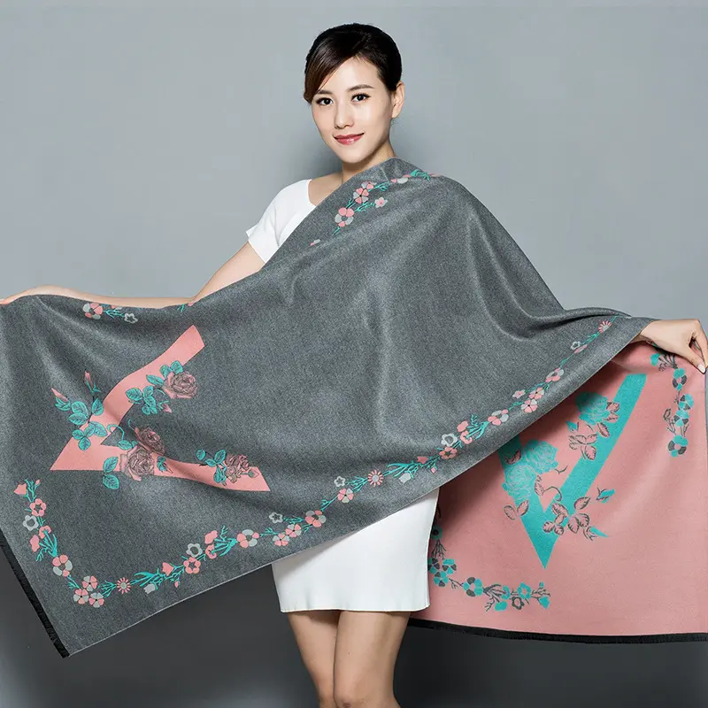 Winter Brand Design Style Letter Printed Jacquard Scarf Women Pashmina Cashmere Warm Thick Shawls Scarfs