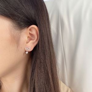 Dylam Luxury Bridal Daily 925 <b>Sterling</b> <b>Silver</b> Rhodium 18K Gold Plated Infinite Elements 5A Cubic Zirconia <b>Dangle</b> Stud <b>Earrings</b> - Product Image 4