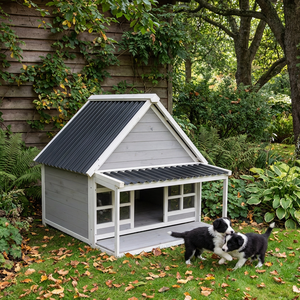 Casa para Perros de Madera para Exteriores, Ecológica, Reciclable, Impermeable, Resistente al Viento, Diseño Moderno para Perros Medianos/Grandes, Venta Directa al Por Mayor - Product Image 1