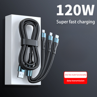 Nuevo cable de datos USB de 1,2 M para cargador de teléfono móvil Carga rápida 100W Tipo C 3 en 1 Cable