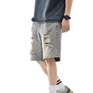 กางเกงขาสั้นผู้ชายคุณภาพสูงสั่งทำโลโก้ได้ ขายส่ง กางเกงขาสั้นผู้ชายผ้าฝ้าย 100% แต่งขาดมีกระเป๋า พร้อมจำหน่าย - Product Image 5