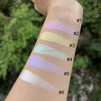 Label pribadi kustom berlian berkilau bedak Highlight berkilau emas perak Duochrome Highlighter Makeup