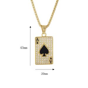 Collier pendentif diamant Ace of Spades en acier inoxydable plaqué or, bijoux hip hop pour homme, à porter au quotidien - Product Image 5