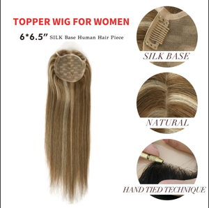 K.S WIGS Topper de cheveux humains lisses et soyeux à clipser, avec cuticules alignées, cheveux Remy, pour couvrir les cheveux blancs chez la femme - Product Image 2