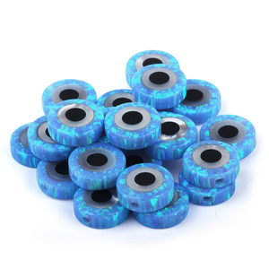 Fuoco superiore con foro 10mm pietre preziose occhio doppi lati con occhi forma rotonda sintetica <span class=keywords><strong>pietra</strong></span> <span class=keywords><strong>opale</strong></span> <span class=keywords><strong>blu</strong></span> prezzo - Product Image 2